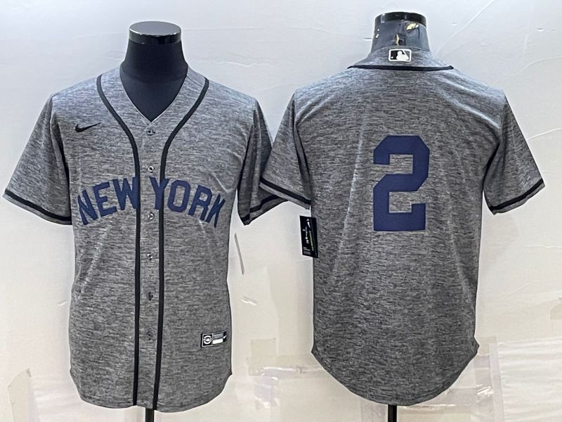 Men New York Yankees #2 No Name Grey hemp ash Nike 2022 MLB Jerseys